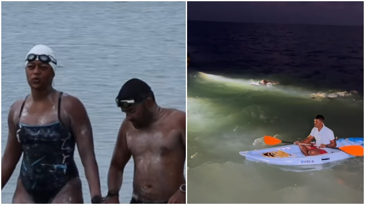 bengaluru couple swims 32 km from sri lanka to india
