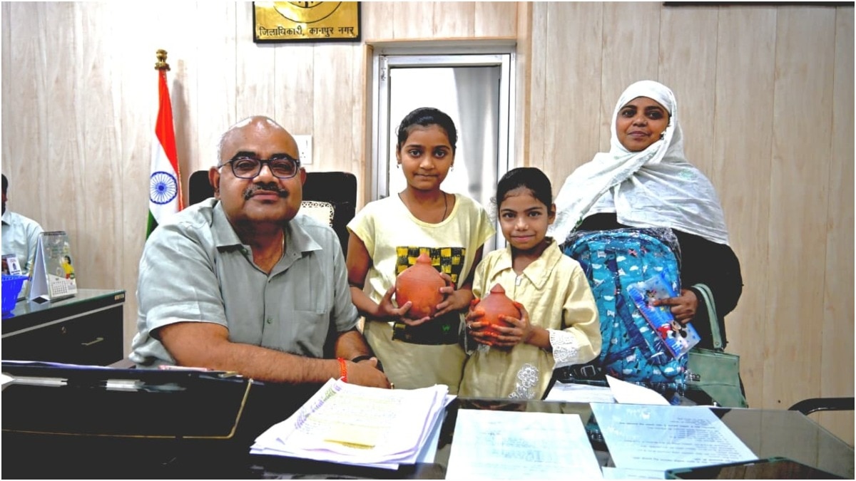 kanpur girls approach dm over stolen piggy bank, get new