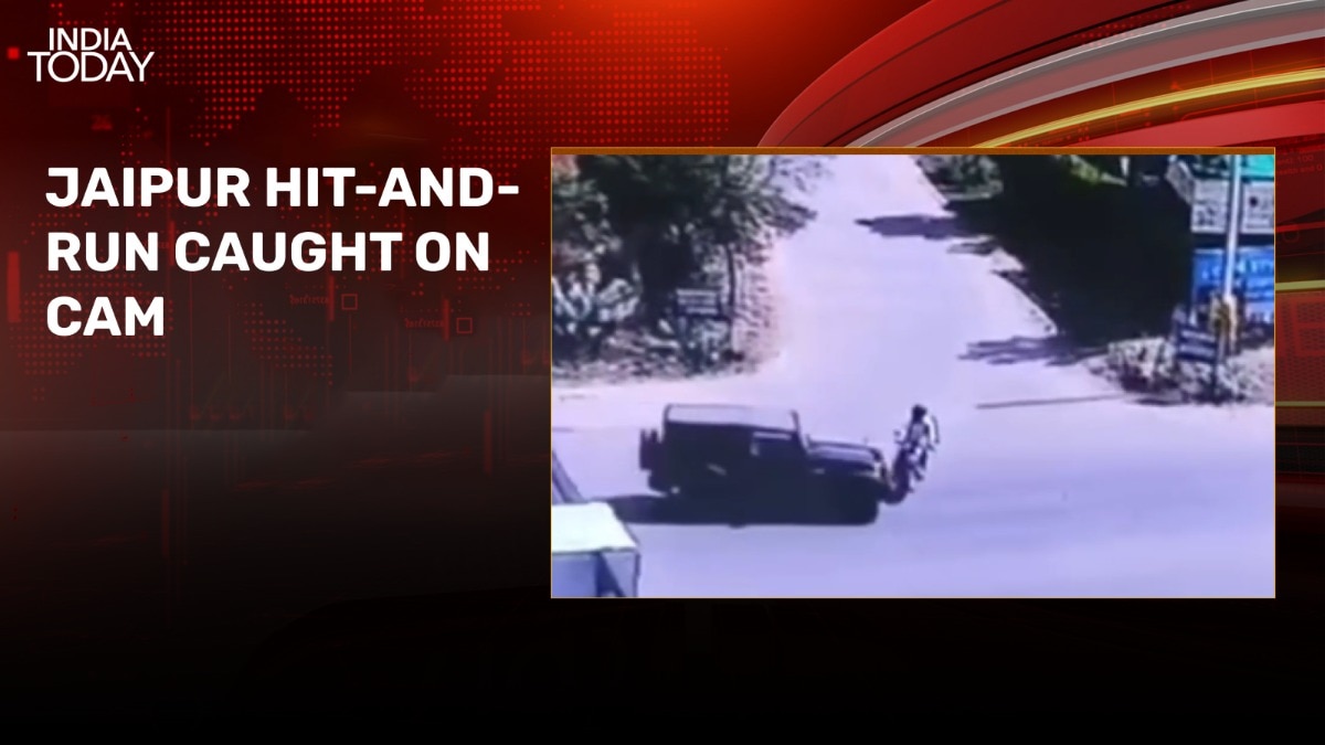 video: speeding thar hits biker in jaipur, man flung into